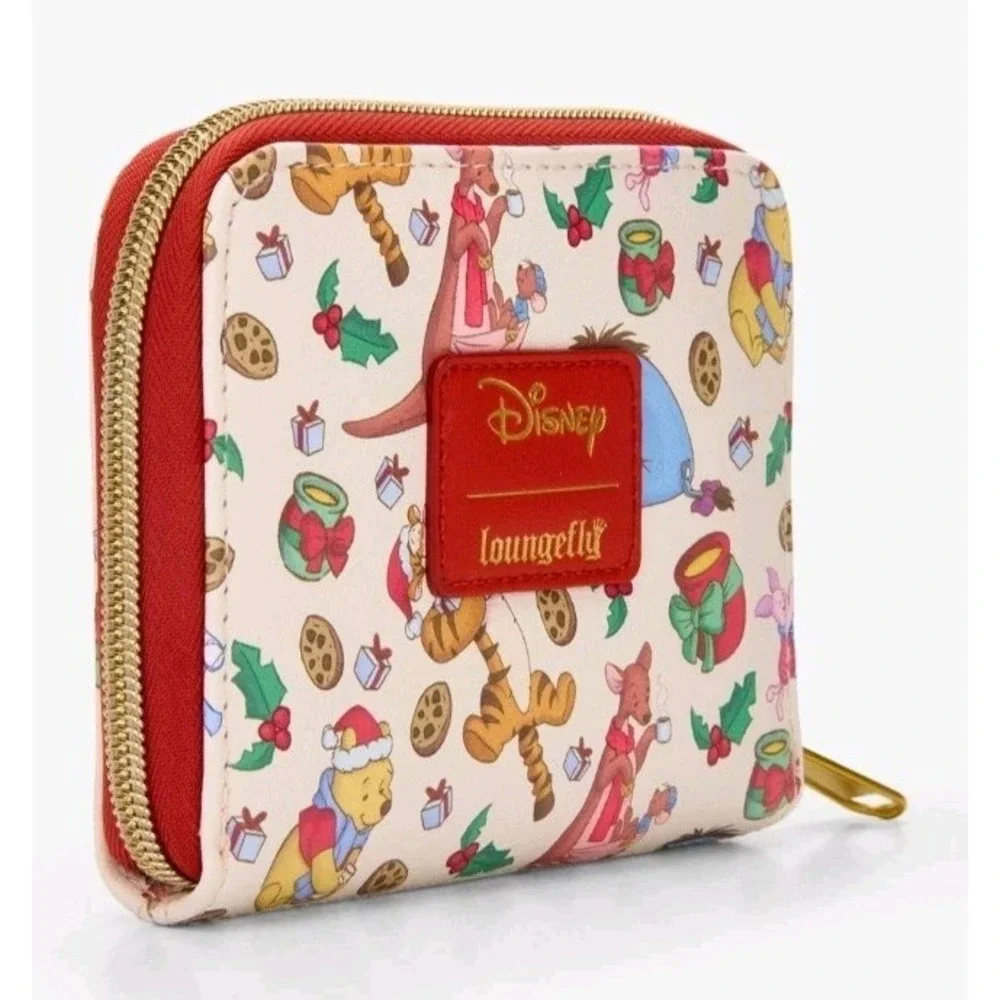 NWT Loungefly Disney Winnie The Pooh Friends Milk & Cookies Holiday Zip Wallet‎